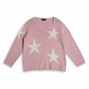 Wooden Ships V Neck Star Sweater Rose Baby Pink Intarsia Pullover Small Medium